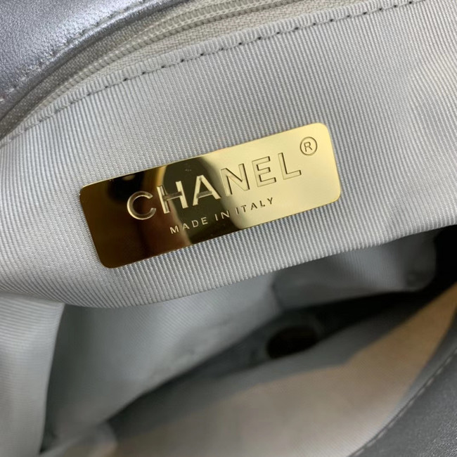 Chanel 19 flap bag AS1161 silver