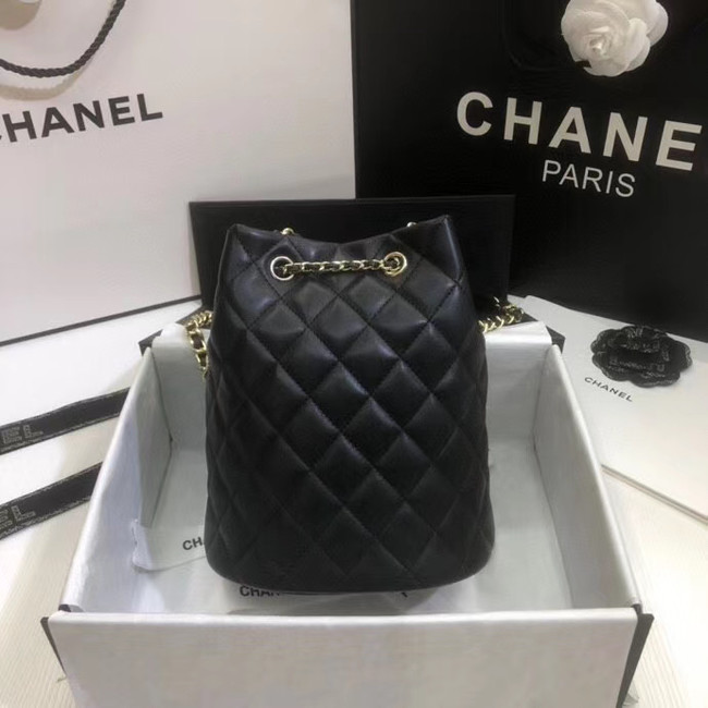 Chanel velvet Drawstring Sheepskin bag AS1894 black