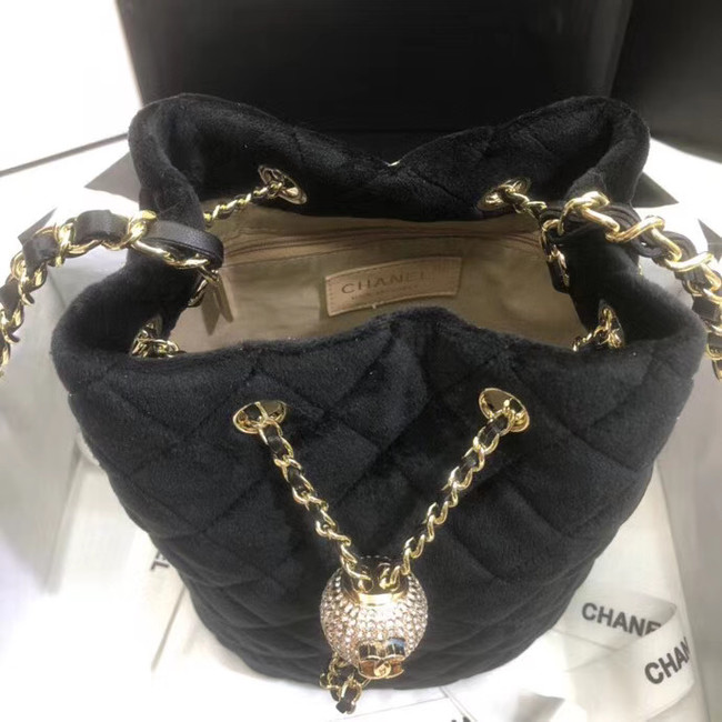 Chanel velvet Drawstring bag AS1894 black