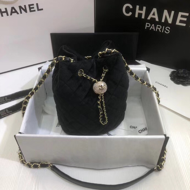 Chanel velvet Drawstring bag AS1894 black