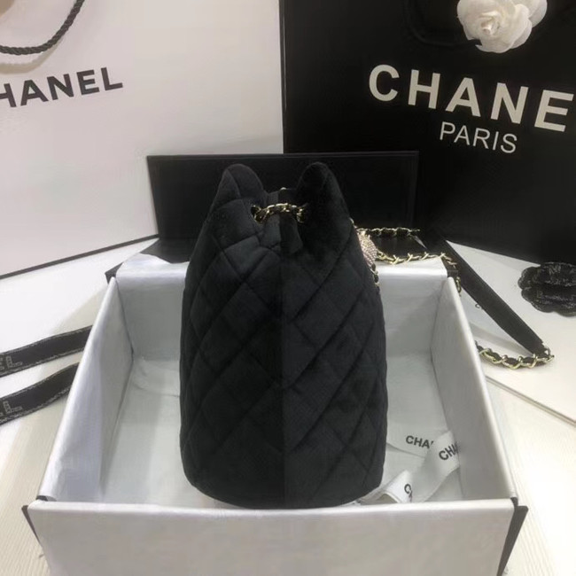 Chanel velvet Drawstring bag AS1894 black