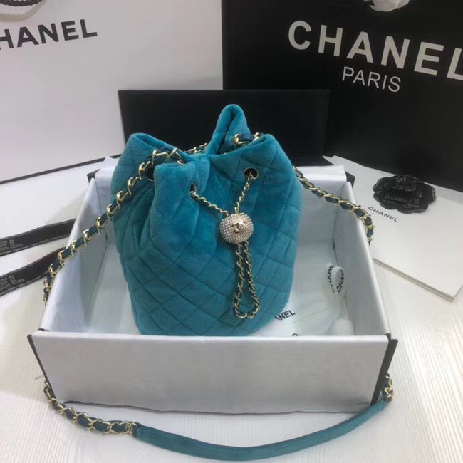 Chanel velvet Drawstring bag AS1894 light blue