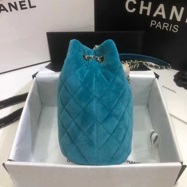 Chanel velvet Drawstring bag AS1894 light blue