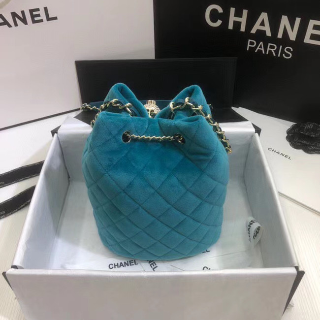 Chanel velvet Drawstring bag AS1894 light blue