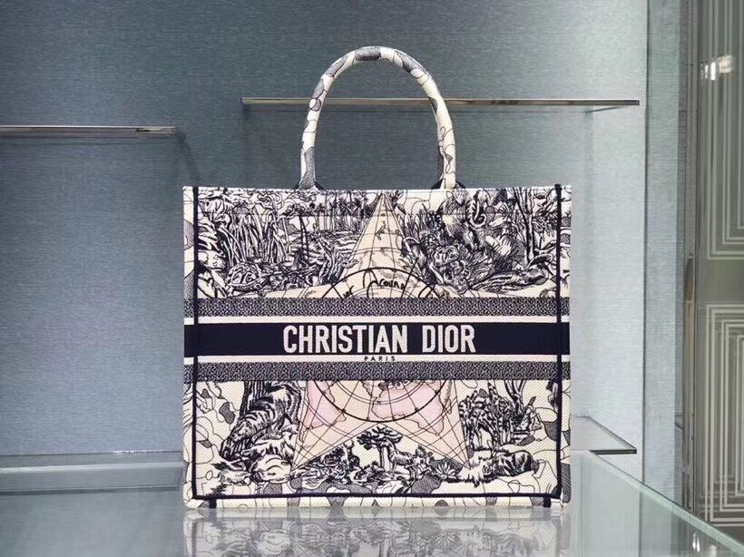 DIOR BOOK TOTE EMBROIDERED CANVAS BAG C1286-16