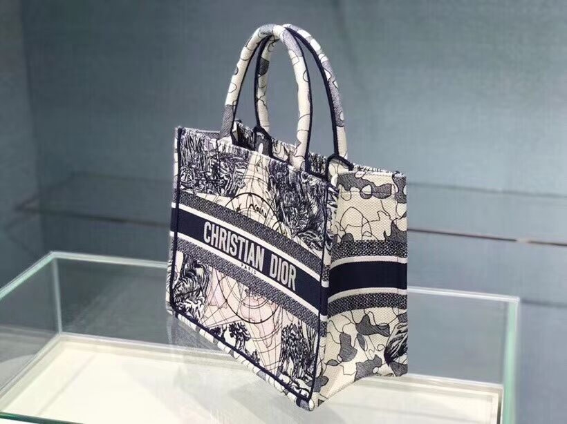 DIOR BOOK TOTE EMBROIDERED CANVAS BAG C1287-18