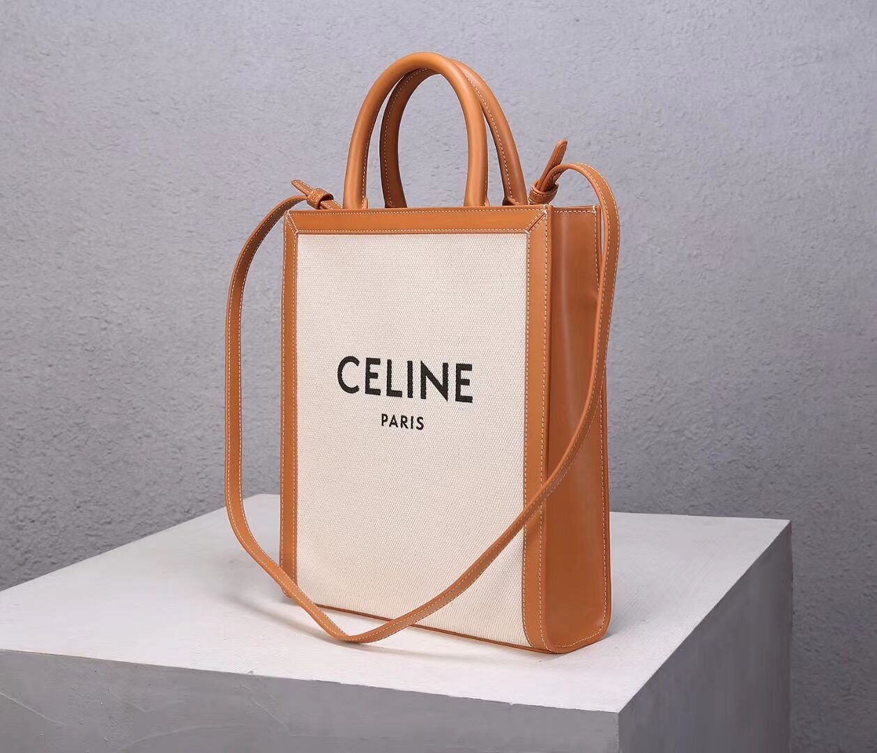 Celine TEEN TRIOMPHE BAG IN TRIOMPHE CANVAS AND CALFSKIN CL91041 white