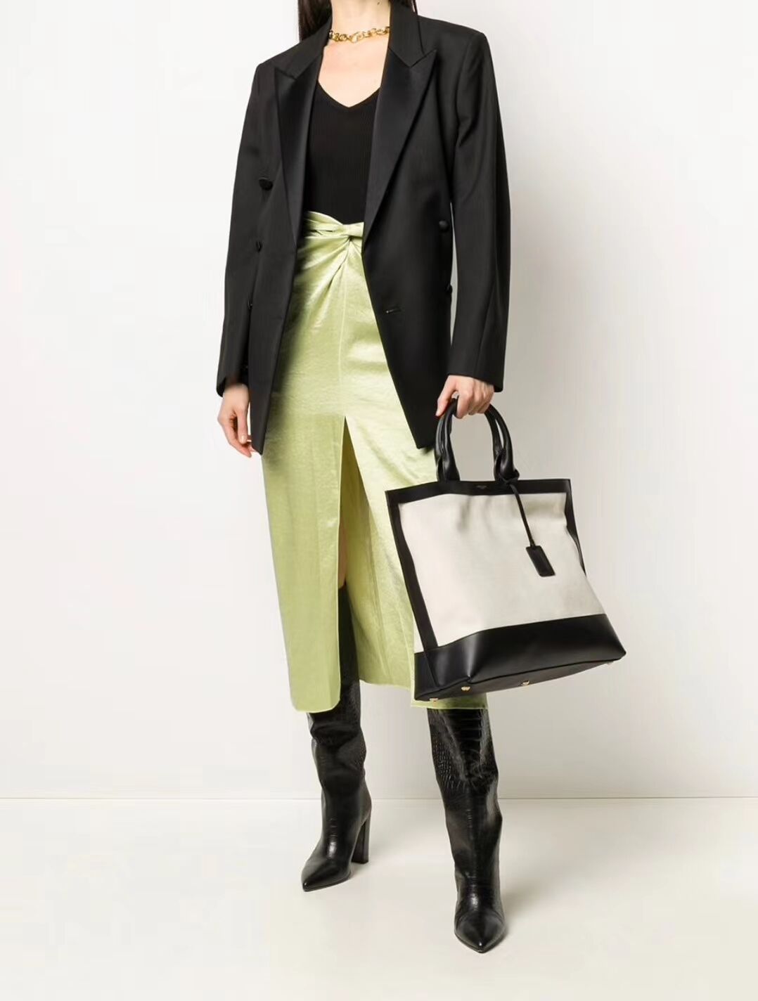 Yves Saint Laurent CANVAS tote bag Y615719 black&white
