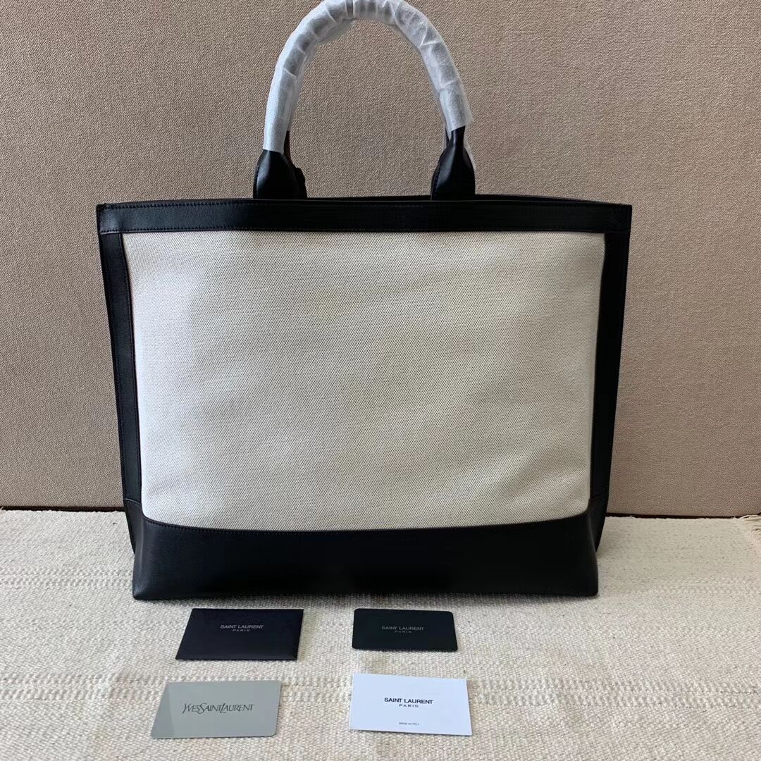 Yves Saint Laurent CANVAS tote bag Y615719 black&white