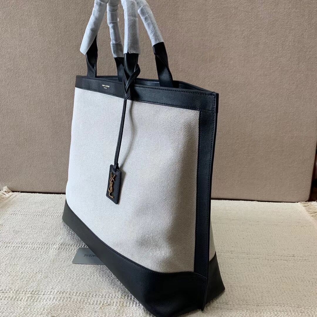 Yves Saint Laurent CANVAS tote bag Y615719 black&white