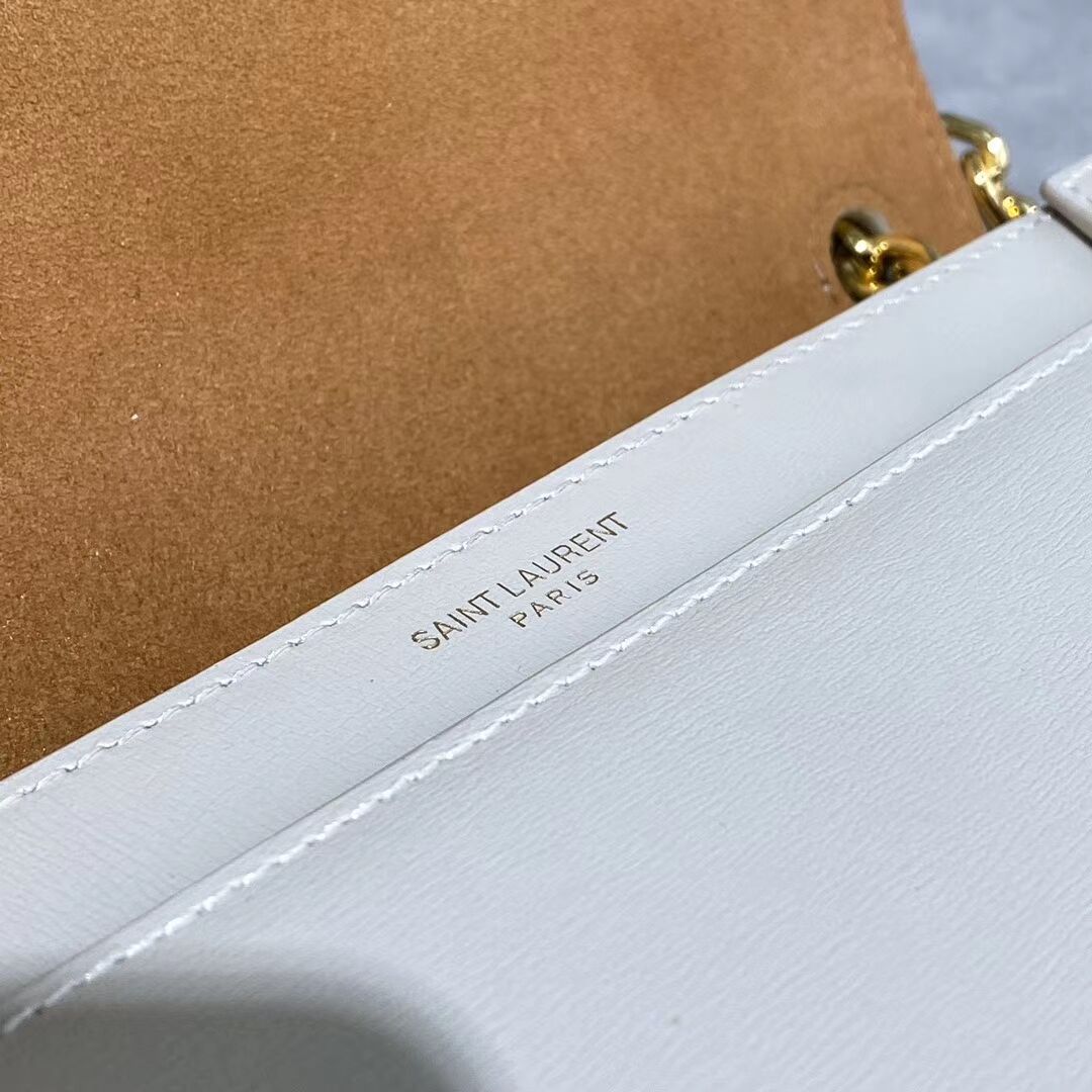 Yves Saint Laurent Calfskin Leather Shoulder Bag Y635627 White