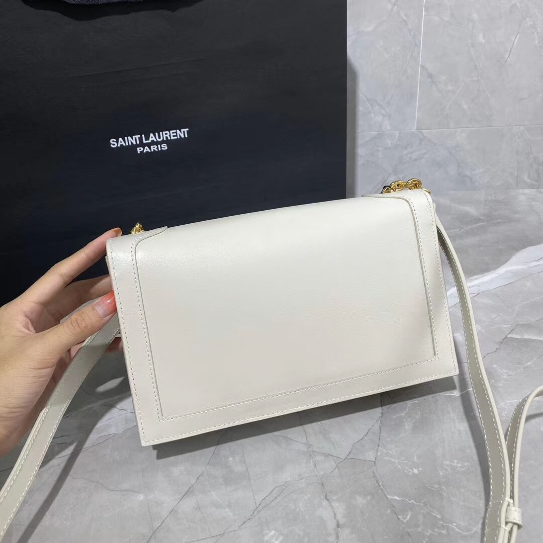 Yves Saint Laurent Calfskin Leather Shoulder Bag Y635627 White