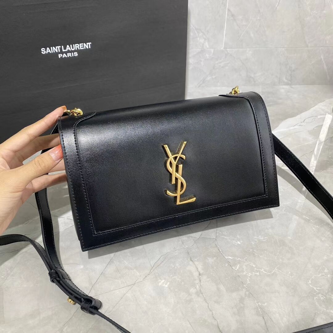 Yves Saint Laurent Calfskin Leather Shoulder Bag Y635627-2 black