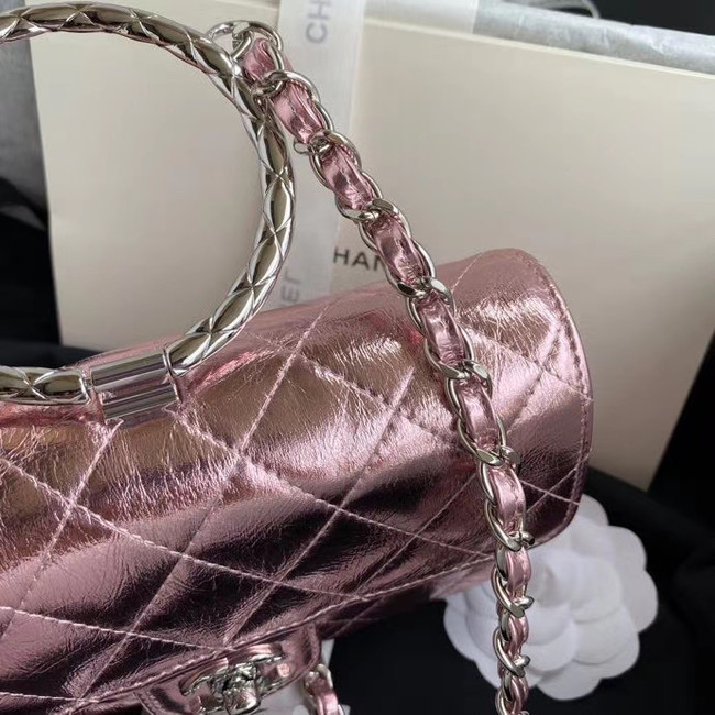 Chanel Flap Original Lambskin Leather Shoulder Bag AS1665 silver pink