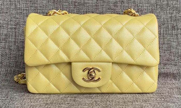 Chanel Original Lather Flap Bag AS1792 Lemon & Gold-Tone Metal