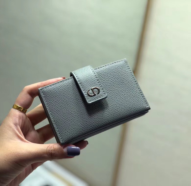 DIOR 30 MONTAIGNE 5-GUSSET CARD HOLDER Grained Calfskin S2058 grey