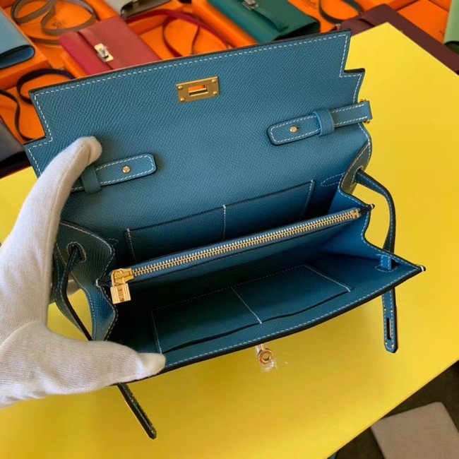 Hermes Original kelly espom leather to go woc Bag H4087 sky blue