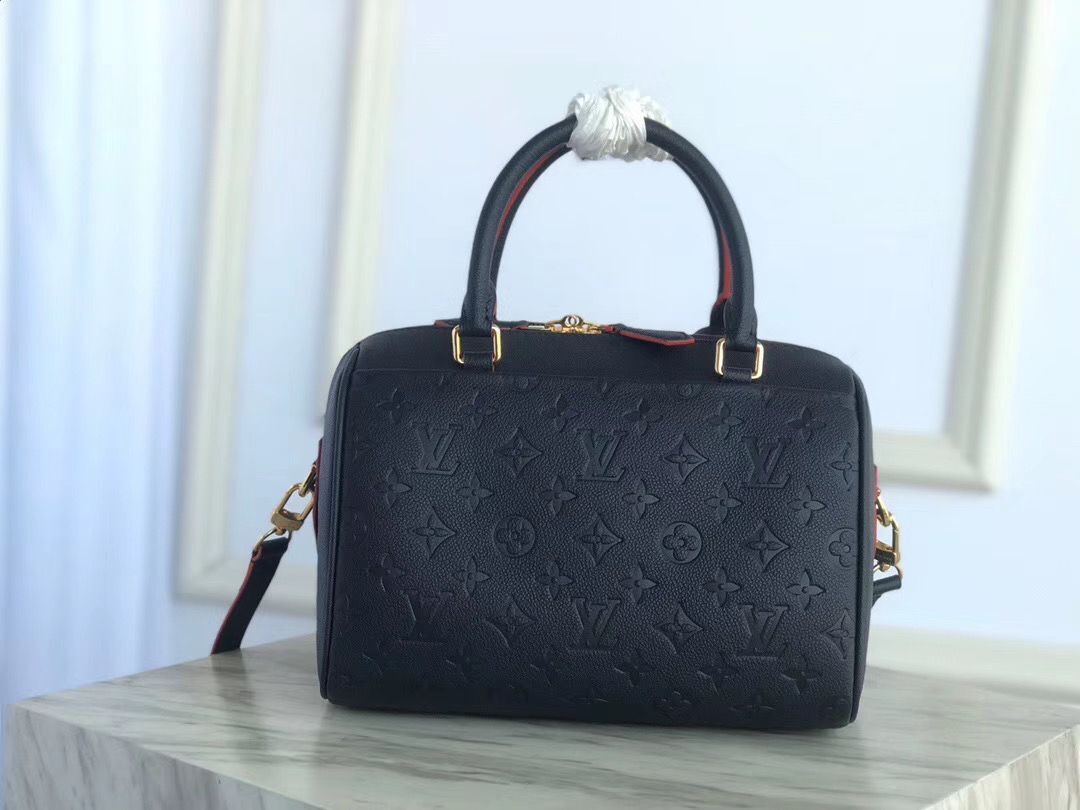 Louis vuitton original leather SPEEDY 25 Monogram Empreinte M43501 dark blue