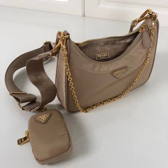 Prada Re-Edition nylon shoulder bag 1BH204 apricot