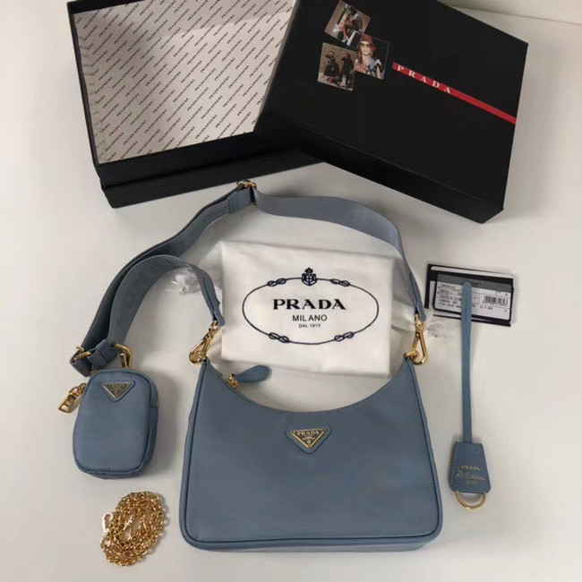 Prada Re-Edition nylon shoulder bag 1BH204 light blue