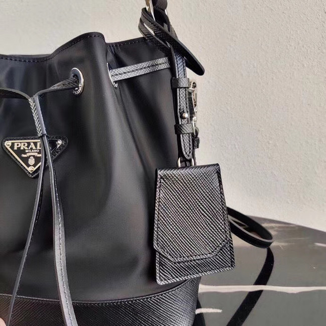 Prada Saffiano leather mini shoulder bag 1BE055 black
