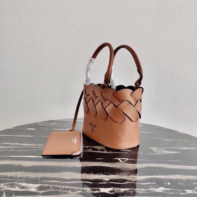 Prada Leather Tress Tote 1BG318 apricot