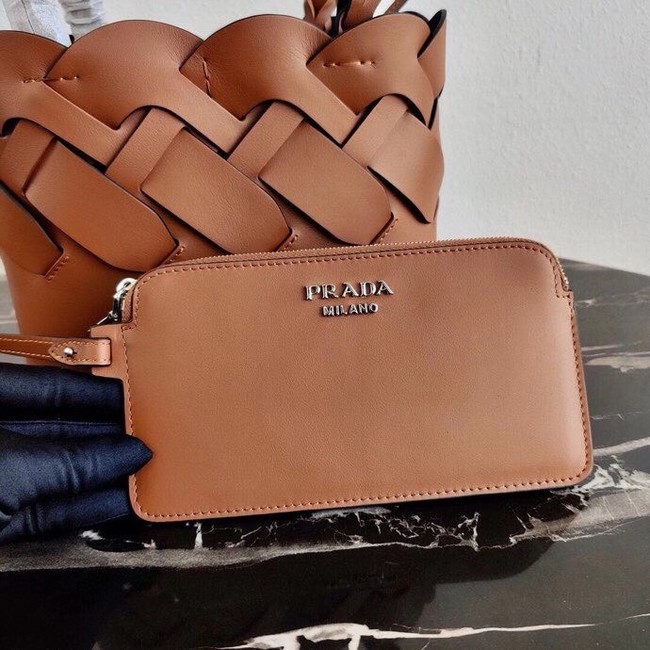 Prada Leather Tress Tote 1BG318 apricot