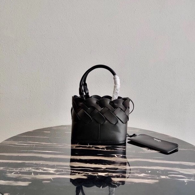 Prada Leather Tress Tote 1BG318 black