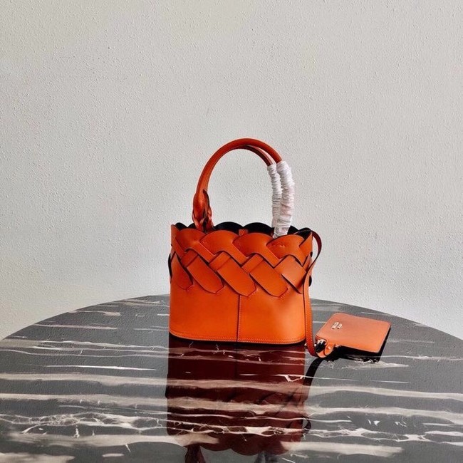 Prada Leather Tress Tote 1BG318 orange