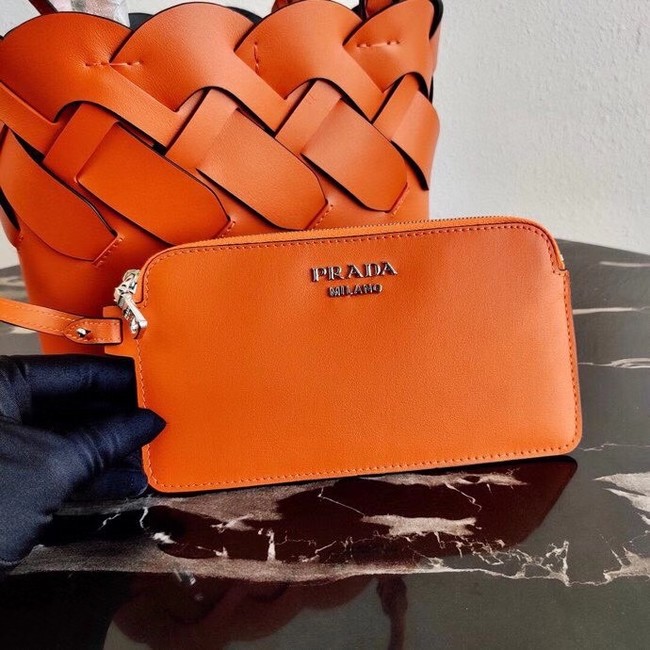 Prada Leather Tress Tote 1BG318 orange