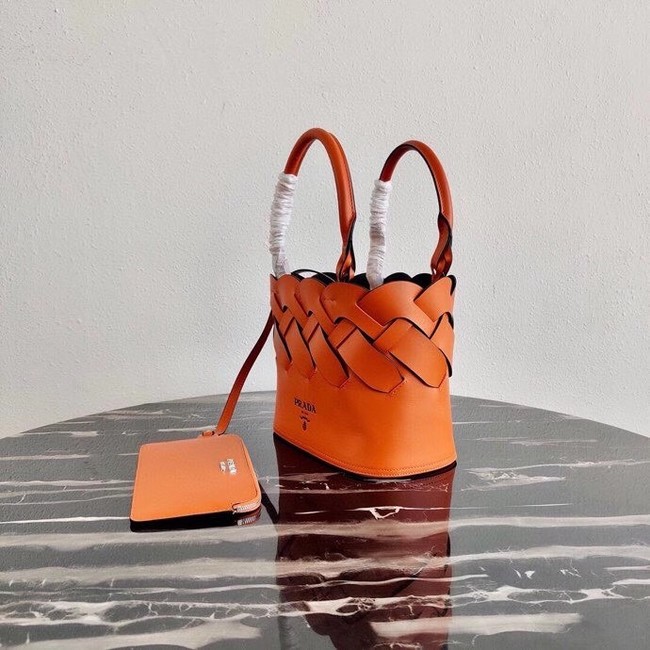 Prada Leather Tress Tote 1BG318 orange