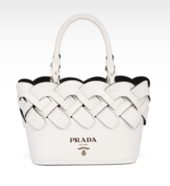 Prada Leather Tress Tote 1BG318 white