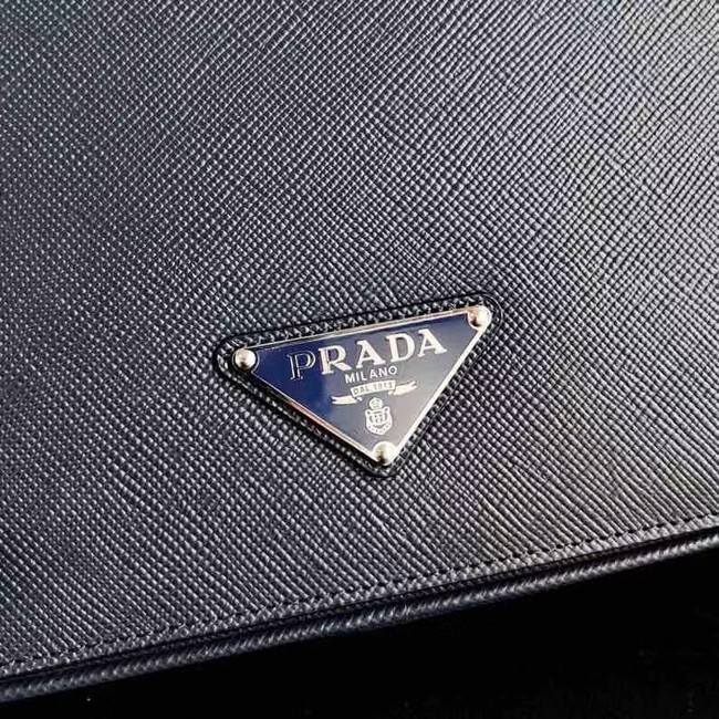 Prada Saffiano leather shoulder bag 2VD038 dark blue