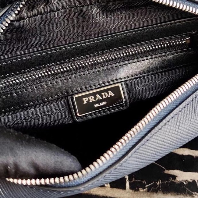 Prada Saffiano leather shoulder bag 2VD038 dark blue