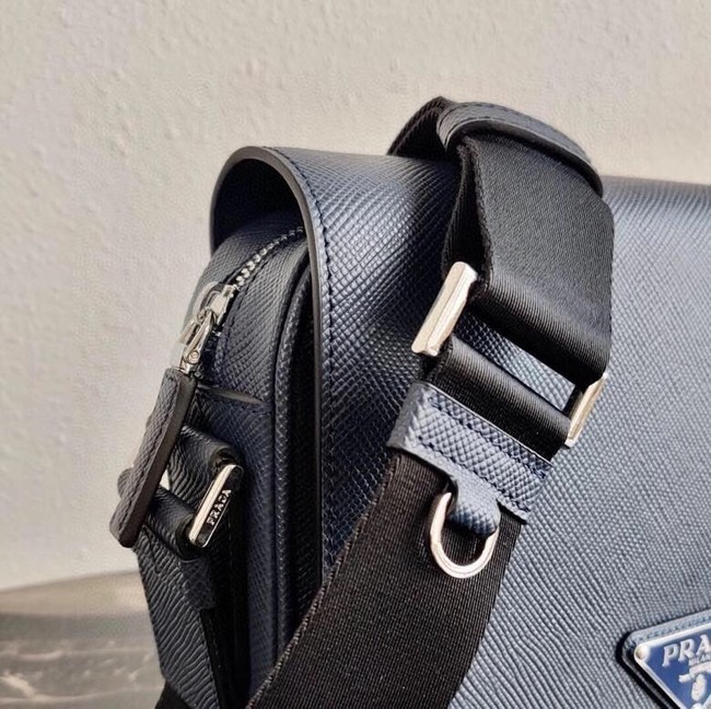 Prada Saffiano leather shoulder bag 2VD038 dark blue
