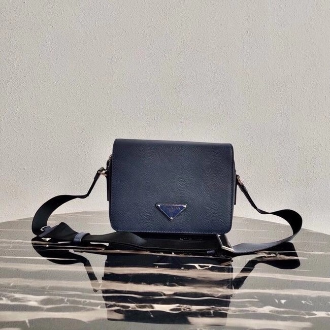 Prada Saffiano leather shoulder bag 2VD038 dark blue