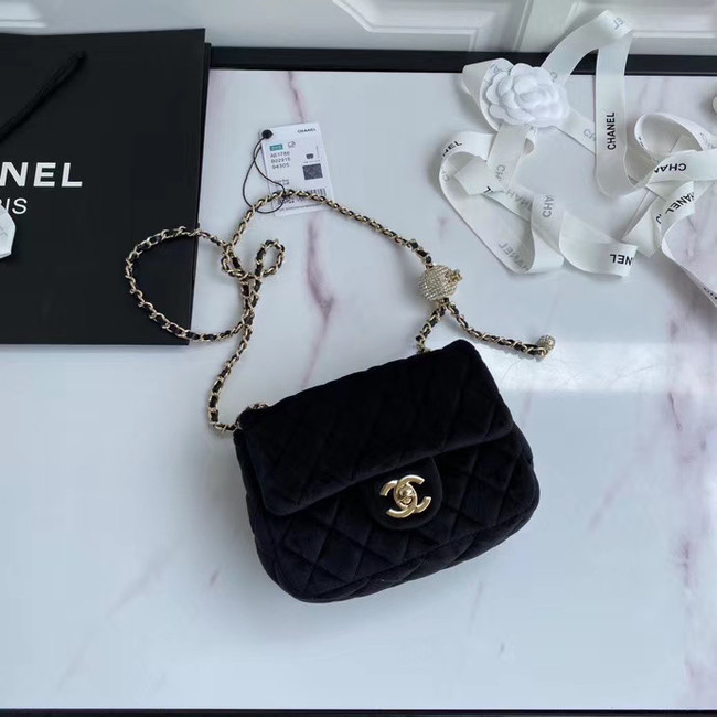 Chanel Original Small velvet flap bag AS1115 black