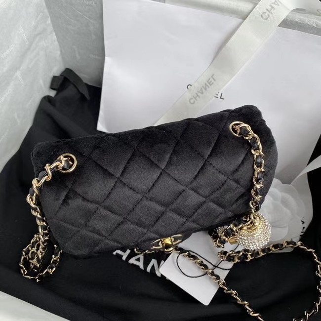 Chanel Original Small velvet flap bag AS1115 black