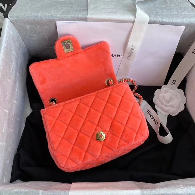 Chanel Original Small velvet flap bag AS1115 orange