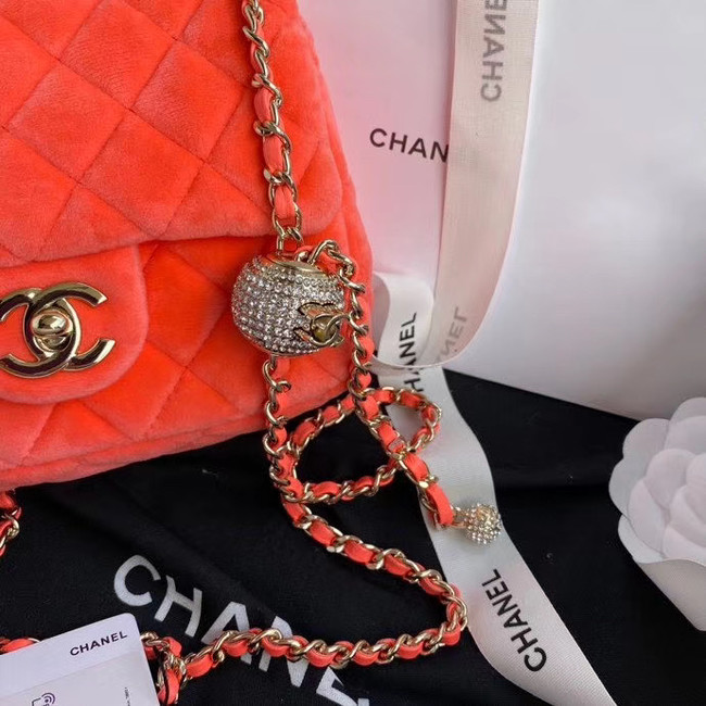 Chanel Original Small velvet flap bag AS1115 orange