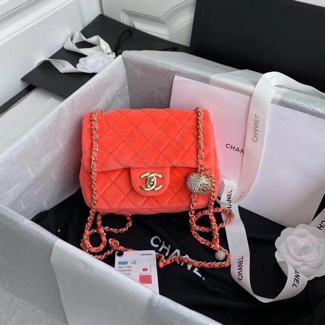 Chanel Original Small velvet flap bag AS1115 orange