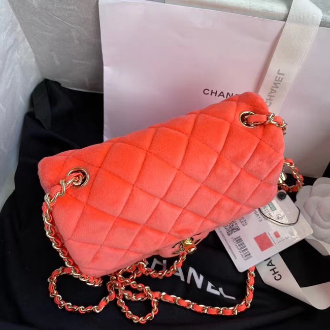 Chanel Original Small velvet flap bag AS1115 orange