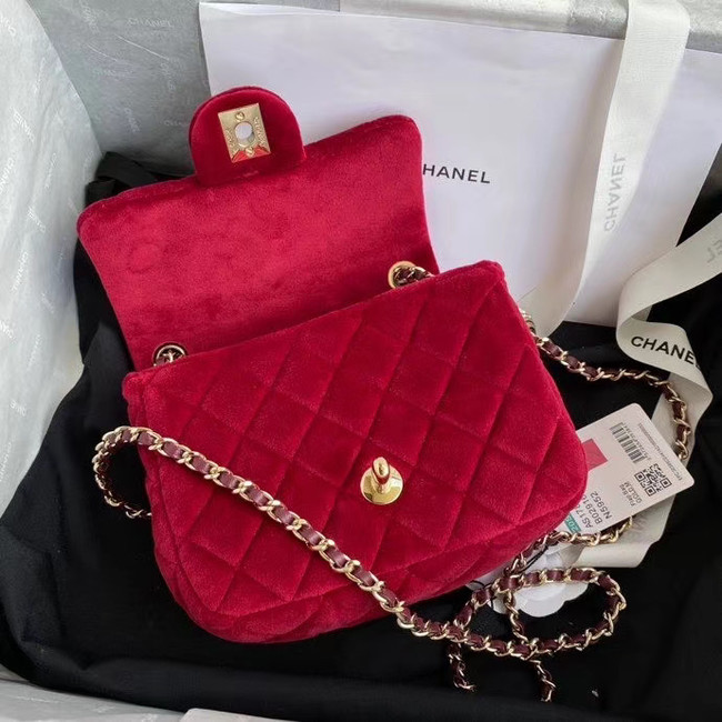 Chanel Original Small velvet flap bag AS1115 red