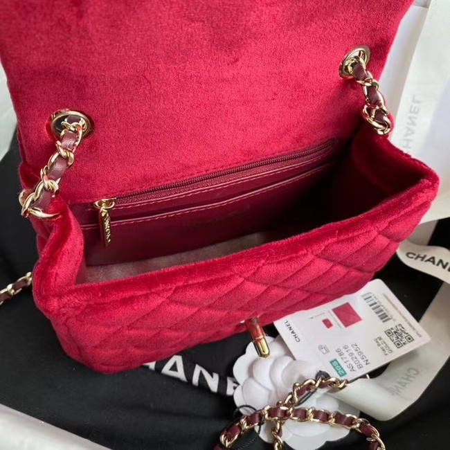 Chanel Original Small velvet flap bag AS1115 red