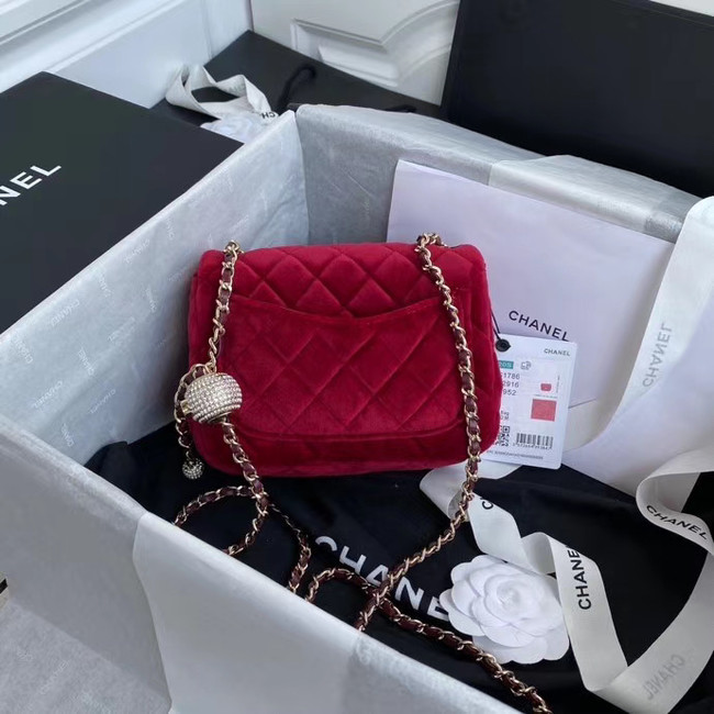 Chanel Original Small velvet flap bag AS1115 red