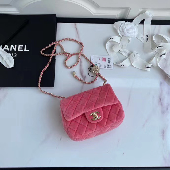 Chanel Original Small velvet flap bag AS1115 rose