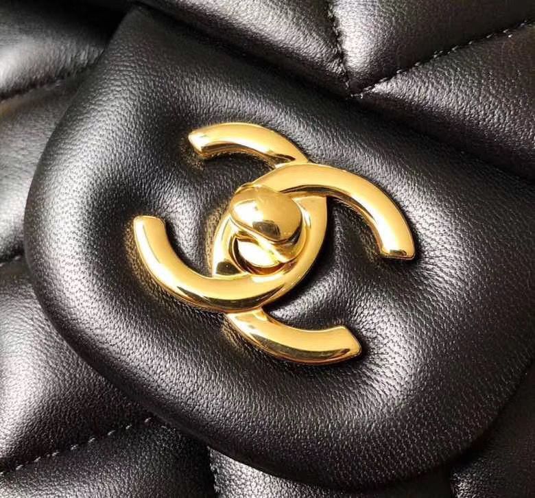 Chanel Jumbo Double Flaps Bags Black Original Sheepskin Leather A36097 Gold 