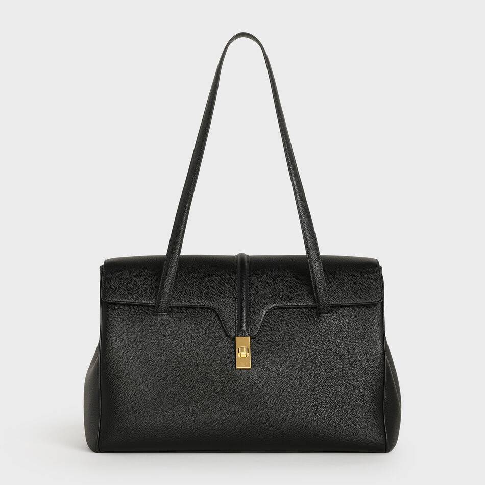 Celine LARGE SOFT 16 BAG IN SUPPLE GRAINED CALFSKIN 194043 BLACK