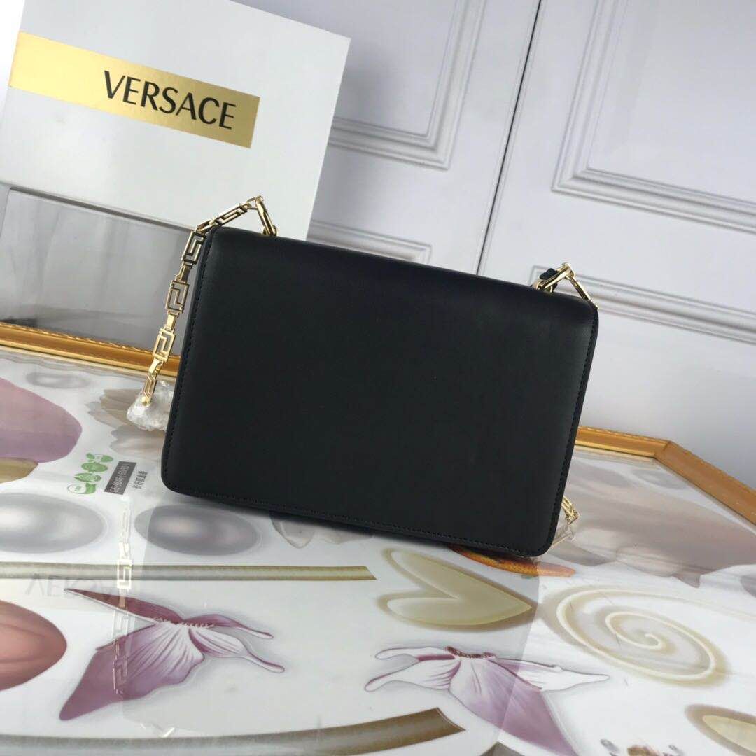 Versace Calfskin Leather Shoulder Bag VS199 Black