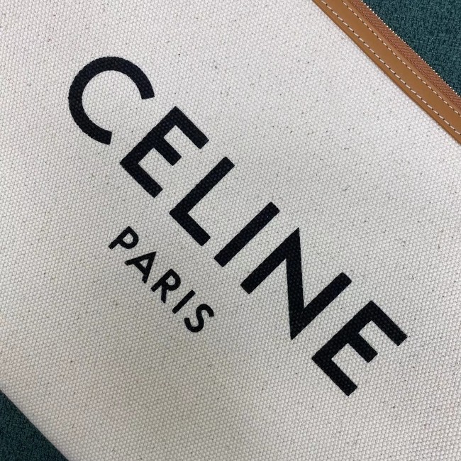 Celine CLUTCHES LARGE POUCH IN COTTON WITH CELINE PRINT AND CALFSKIN 10B802B BROWN